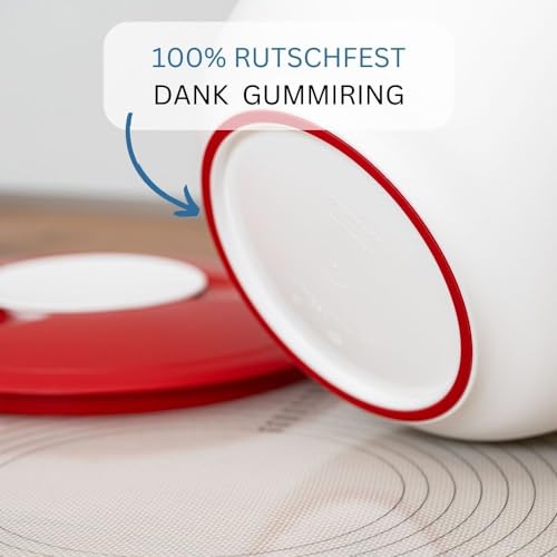 Westmark Rühr-/Backschüssel mit Spritzschutz, Deckel und Ausgießer, Kunststoff,Weiß/Rot, 3155227R Füllmenge: 3,5 L – Ansicht 3