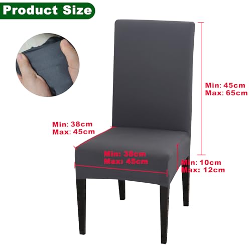 Meision Stuhlhussen 4 oder 6er Set, Abnehmbare waschbar Spandex Stuhlüberzug Stuhlbezug Stretch Universale für Hotel, Zeremonie, Bankett, Restaurant, Zuhause(4er Set, Anthrazit)