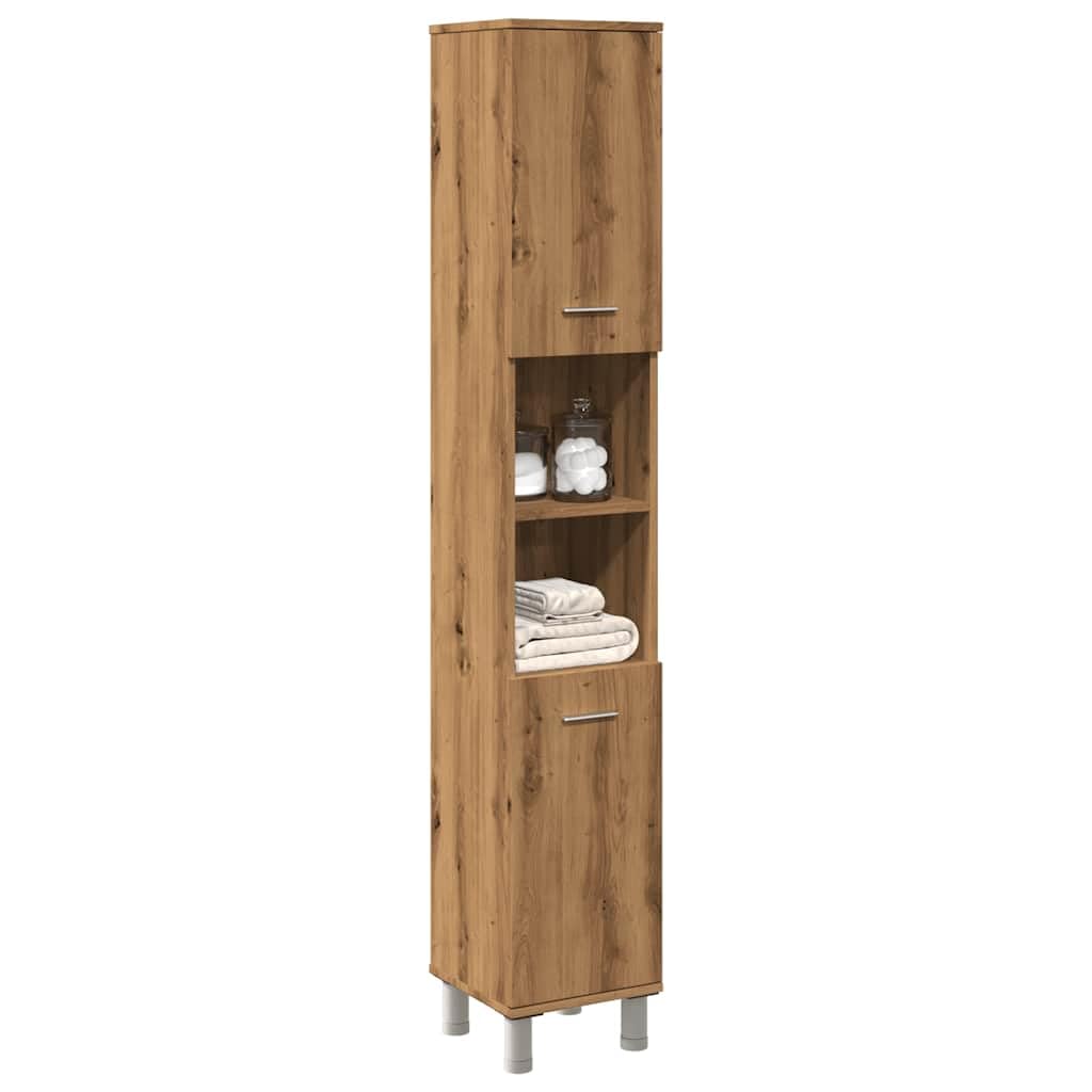 Armario de baño estrecho para organizar aseos pequeños, roble de 179 cm