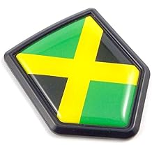 Jamaica Jamaican Flag Black Shield Car Bike Decal Crest Emblem 3D Sticker