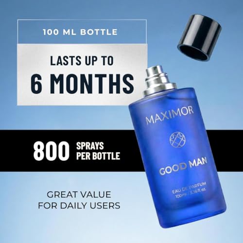 Image of MAXIMOR Good Man Eau de Parfum for Men | Long Lasting 12 Hours | Rose, Coffee, Oud Wood & Amber Fragrance | Ideal For Party Office Travel Use Masculine Fragrances