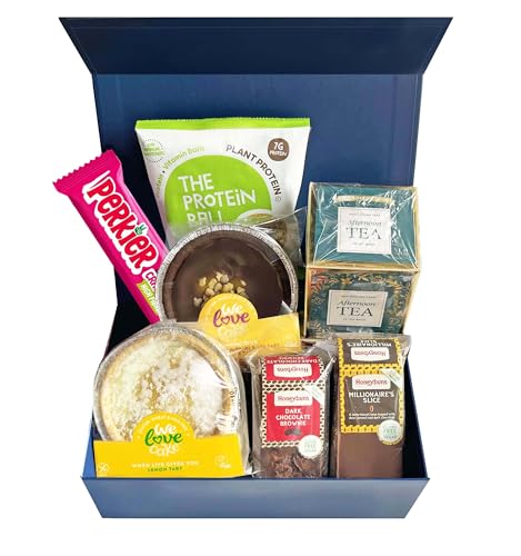 Image of Vegan And Gluten Free Hamper – Afternoon Tea Gift Basket - Luxury Cakes, Tarts, Chocolate Treats and Tea| Free From Cakes Selection For Any Occasion - Vegan Gift - Gluten Free
