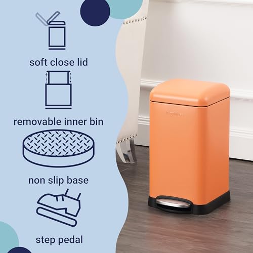 Image of happimess Betty Retro Mini 3.2 Gal Step Trash Can, Carrot Cake