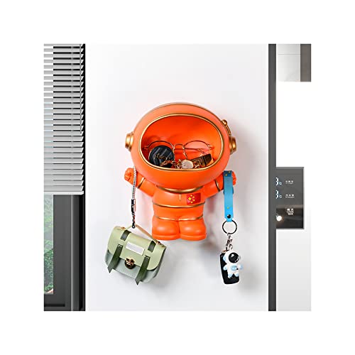 YUDIZWS Estatuas de astronautas Astronauta Figura Decorativa Bandeja de Almacenamiento Entrada Escultura de Pared de Llave Montaje en Pared Soporte de bocadillos Estatua de Arte Moderno,Naranja Cover