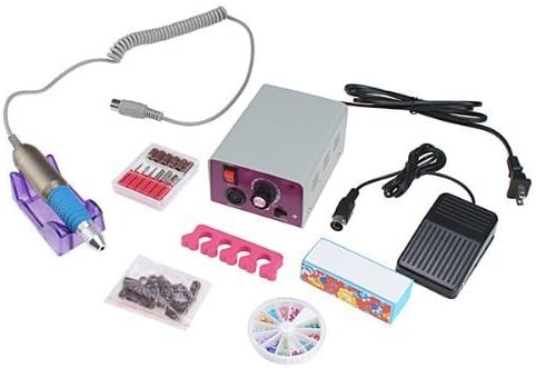 D-CLICK TM High Quality Manicure Pedicure Nail Drill up to 25,000 RPM with Rhinestones Wheel and 20pcs Sanding bands (25000 RPM)