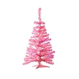NOMA 3-Foot Pre-lit Christmas Tree with Lights | Pink Tabletop Tree | Multi-Color LED Bulbs