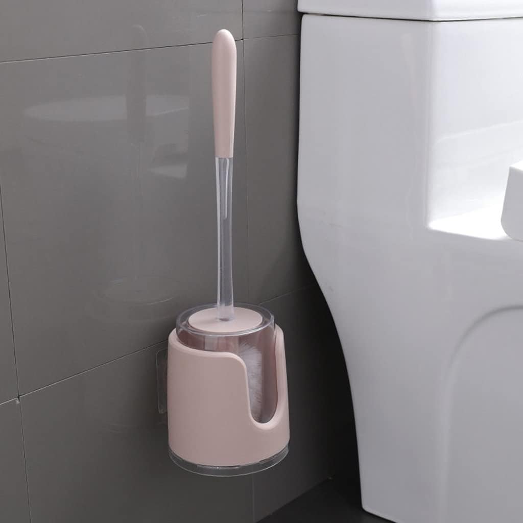 Toilet Brush Toilet Brush Holder Household Wall-Mounted Toilet Cleaning Brush Bathroom Punch-Free Set Soft Hair Toilet Brush Long Handle Toilet Bowl Brush Cleaning Brush(Gris)