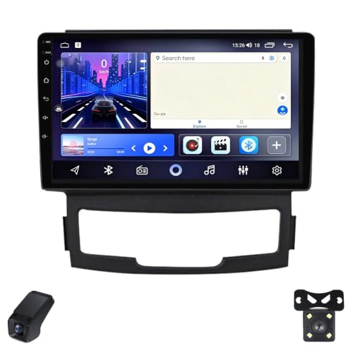 Genérico Autoestéreo para SsangYong Korando 3 Actyon 2 2010-2013 Android CarPlay con Pantalla táctil de 9 Pulgadas 1280×720 Autoestéreo/SWC/Bluetooth/FM Am RDS/Wi-Fi/4G LTE/GPS/ADAS DVR(L600)