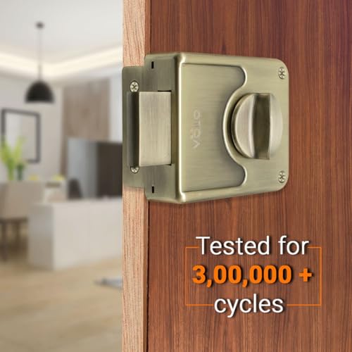 Image of VOLO Heavy Duty Tri-Bolt Rim Lock - Secure Dead Lock with Keys for Main Door, Single & Double Doors, Left & Right-Handed Use - Ideal for Home & Office (Pack of 1) (MT-04 (Antique))