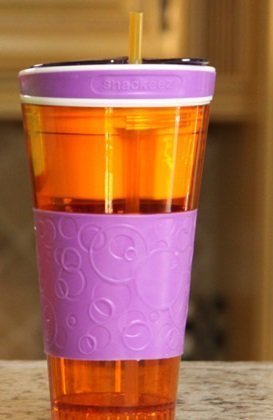 Snackeez Travel Cup Snack Drink in One Container Orange/Purple Snackeez Travel Cup Snack Drink in One Container Orange/Purple