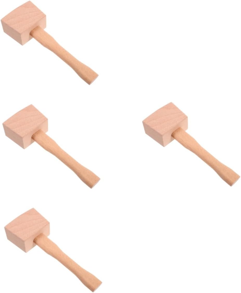 Alipis 4pcs Wooden Mallet Hammer Ergonomic Wood Craft Tool for Carpenters for Woodworking Projects Construction Safe Comfortable Grip