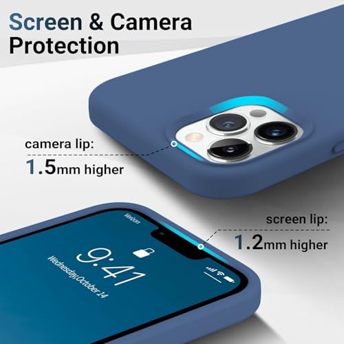 Image of VONZEE Microfiber Candy Case Compatible for iPhone 12 Pro Max (6.7 inch) Shockproof Slim Back Cover Liquid Silicone Case - Dark Navy Blue
