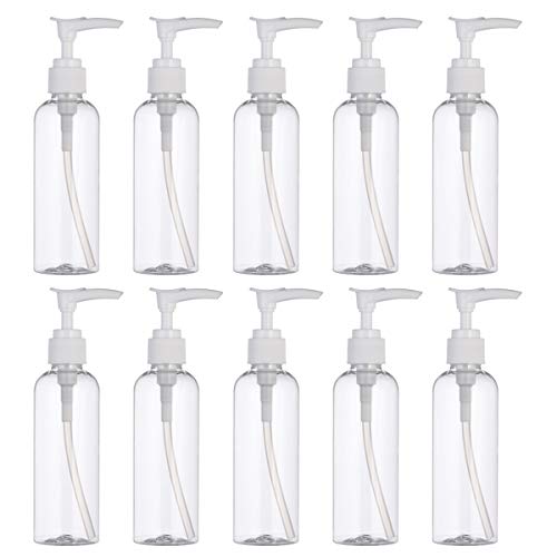 MAJORMENCH 10 piezas Botellas Plásticas con Bomba Dispensadora Transparente para Loción Champú Viaje Camping