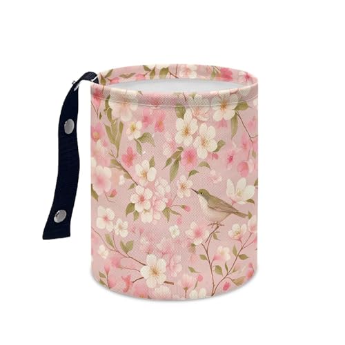 Image of Bird Flower Cute Car Trash Can, Cute Car Trash Bag, Hanging Car Organizer and Storage Bag, Trash Bin for Vehicle, Travelling, Camping