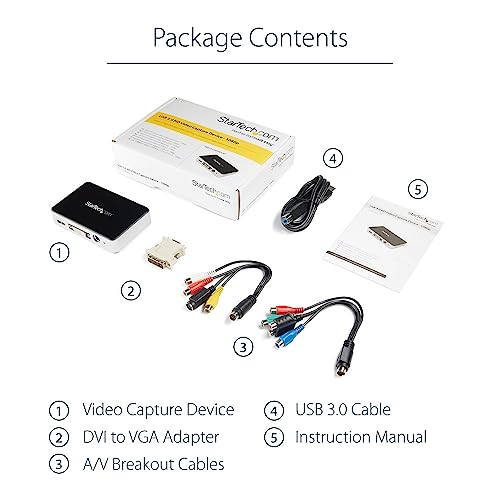 Image of StarTech HDMI Video Capture Device, 1080p, 60fps, TAA (USB3HDCAP) | With HDMI DVI VGA, 60fps Capture Card, USB Video Recorder