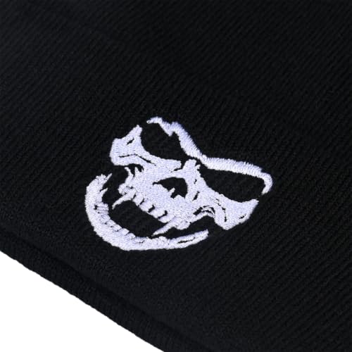 Image of Embroidered Skeleton Beanie Hat Winter Stretch Knit Skull Cap for Men Women