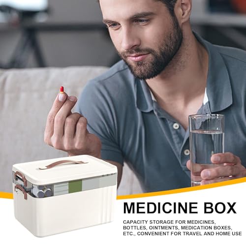 Organisateur de médicaments multi-niveaux avec bac transparent grand volume 1255g