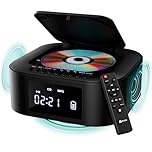 KLIM Boombox E1 – Portable CD Player with Subwoofer – Extra Bass, Bluetooth, FM Radio, USB, AUX, MP3 – Rechargeable Battery, Wired & Wireless Modes, Remote Control – Black/Silver