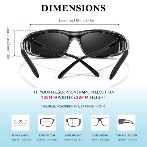 Image of TJUTR Polarized Fit Over Glasses Sunglasses for Men Women, Wrap Around UV400 Protection Sunglasses TS2611