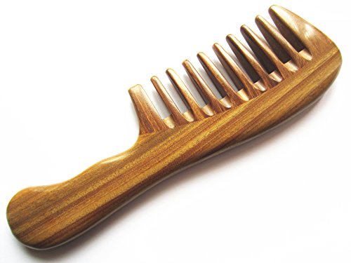 Peine de dientes anchos de madera natural 7.4 pulgadas miniatura 3