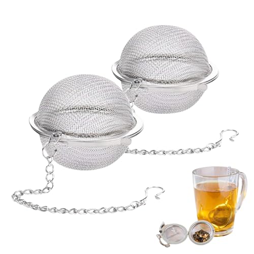 2 PCS Infusore da Tè in Acciaio Inox | Sfera a rete per tè in goglie sfuse, spezie e aromi | Filtro riutilizzabile per infusi naturali