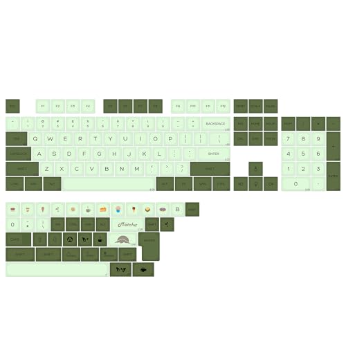 Image of KBDiy Matcha Keycaps Set, 143 Keys Green Dye-Sublimation PBT Keycaps, KOA Profile Cute Custom Keycaps, for 60% 75% 100% Cherry Gateron MX Switches Mechanical Keyboards