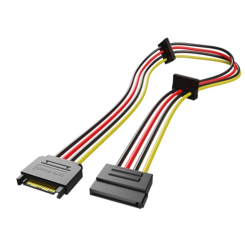 rhinocables - SATA Power Splitter Cable | 1 Male to 3 Female Connectors | 85cm Length for Extended Reach | Ideal for CD DVD HDD SSD and Multi-Device Power Setups