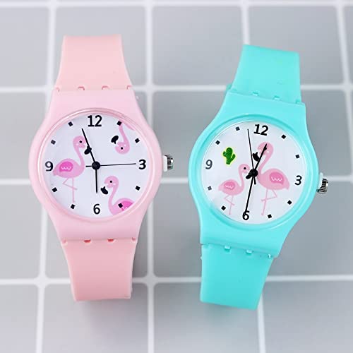 Reloj de niña Reloj de silicona de color caramelo Relojes de mujer Reloj de niña Reloj de flamenco de moda Reloj de pulsera Relojes de cuarzo de dibujos animados para niñas (Color : Black Noir)