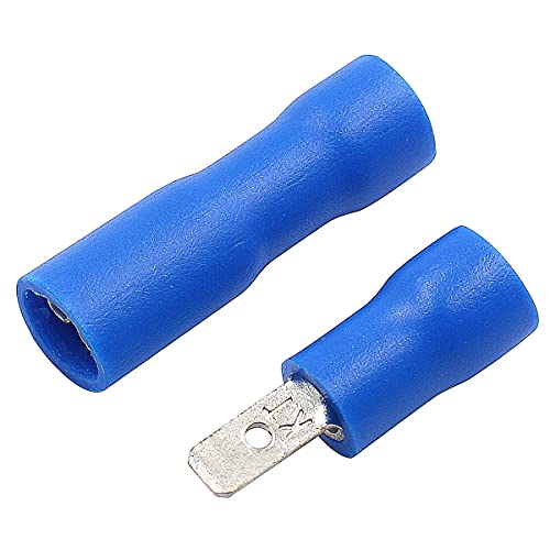 Baomain Blue Female/Male Insulated Spade Wire Connector Electrical Crimp Terminal 16-14 Awg 2.8 X 0.5Mm Pack Of 100 #TOP1