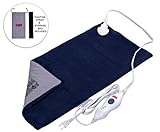 King Size Electric Heating Pad with Fast-Heating, Auto Shut Off, 3 Heat Settings, Pain Relief for Back, Knee, Neck and Shoulder, Convenient Storage Bag - (12’’ x 24’’) Navy by Sunbag