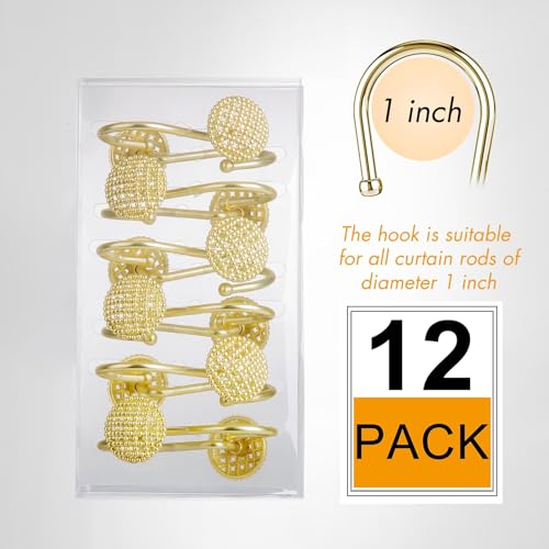 Pearlbee Gold Shower Curtain Hooks, 12Pcs Rustproof Heavy Duty Zinc Alloy by Pearlbee - Used condition - Image 6