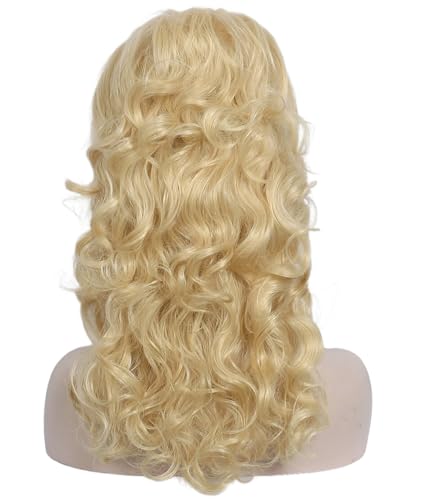 Image of Linfairy Long Wavy Blonde Mixed Wig Big Bouffant Beehive Wigs for Women fits 50s 80s Costume