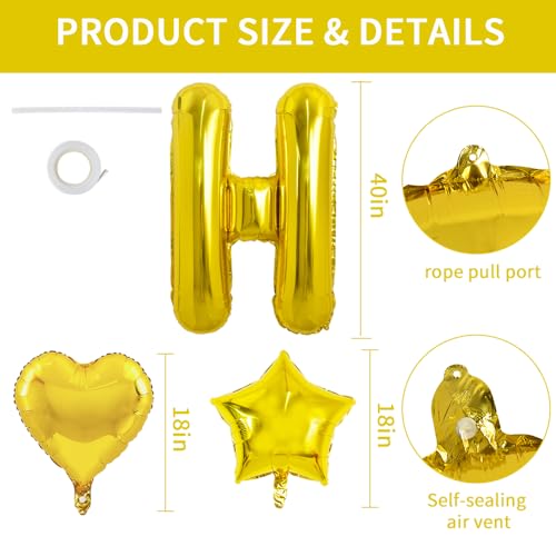 Image of TONIFUL 40 Inch Gold HOME Letter Balloon, Large Decoraction for Housewarming, New Home Parties and Homecoming Celebrations,Premium Gold Balloon Banner for Welcome Sign and Party Supplies