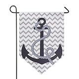 Aflyko Nautical Anchor Garden Flag Evergreen Flag Double Sided Decorative Outdoor Banner for Home Lawn Party, 12x18.5 Inch