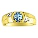 RYLOS Anelli da uomo in oro giallo 14 carati - Anello con pietra portafortuna Anello con topazio blu 6X4MM Anelli con pietra preziosa per uomo Gioielli da uomo Anelli in oro, Oro giallo 14k, oro, immagine
