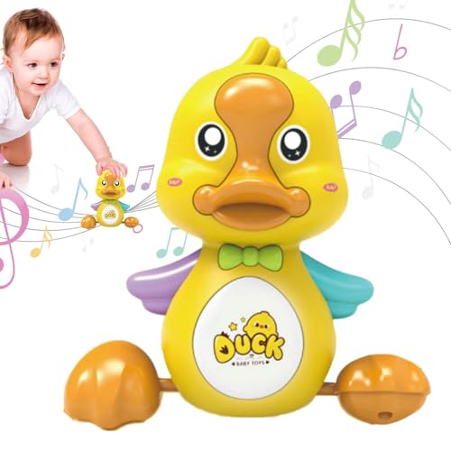 Yplkm Juguete de pato eléctrico, juguete de pato para correr | Modelo eléctrico de pato amarillo bailando - Pato amarillo tembloroso, modelo interactivo para gatear para niños