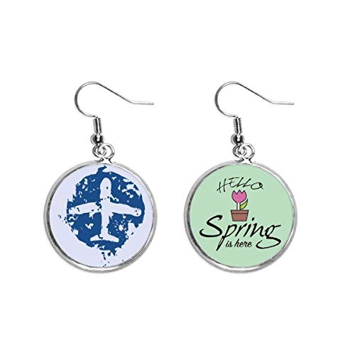 Pendientes de primavera con ilustración creativa y colgante azul de alta calidad