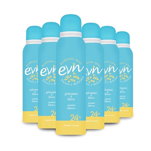 EVIN | Deodorante Donna Gelsomino e Ibisco, Profumo Fresco e Delicato, Formula Attiva per 24h, 6x150ml