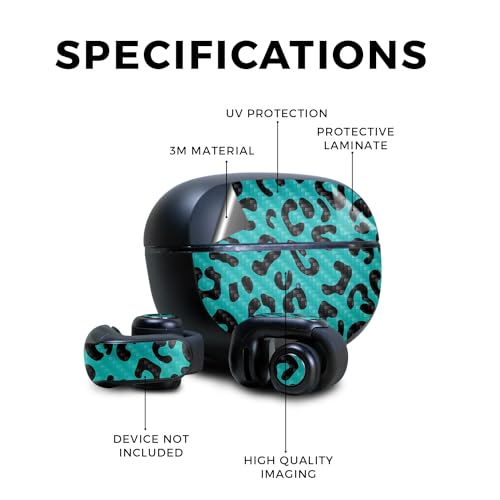 Image of Carbon Fiber Skin Compatible with Bose Ultra Open Earbuds - Teal Leopard - Premium 3M Vinyl Protective Wrap Decal Cover - Easy to Apply | Crafted in The USA by MightySkins
