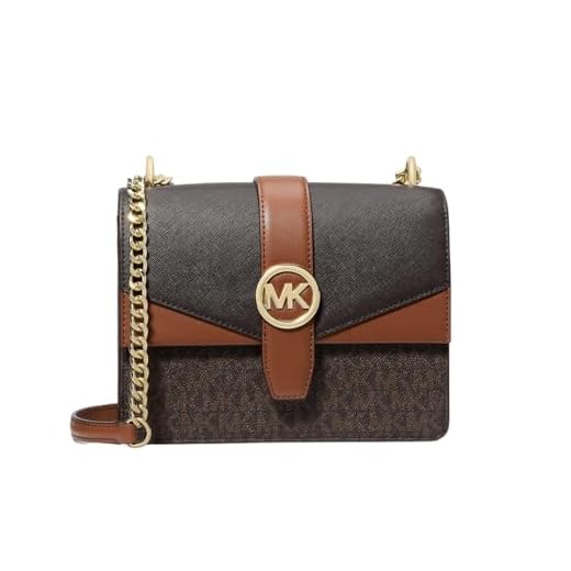 Michael Kors Jet Greenwich Petit sac à bandoulière avec logo Signature Marron, Brun/multicolore, Small