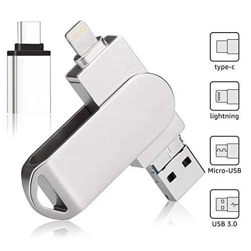 USB 3.0 Flash Drive for iPhone Apple OTG Memory Stick 128GB Encrypted USB C Thumb Drive Photo Stick