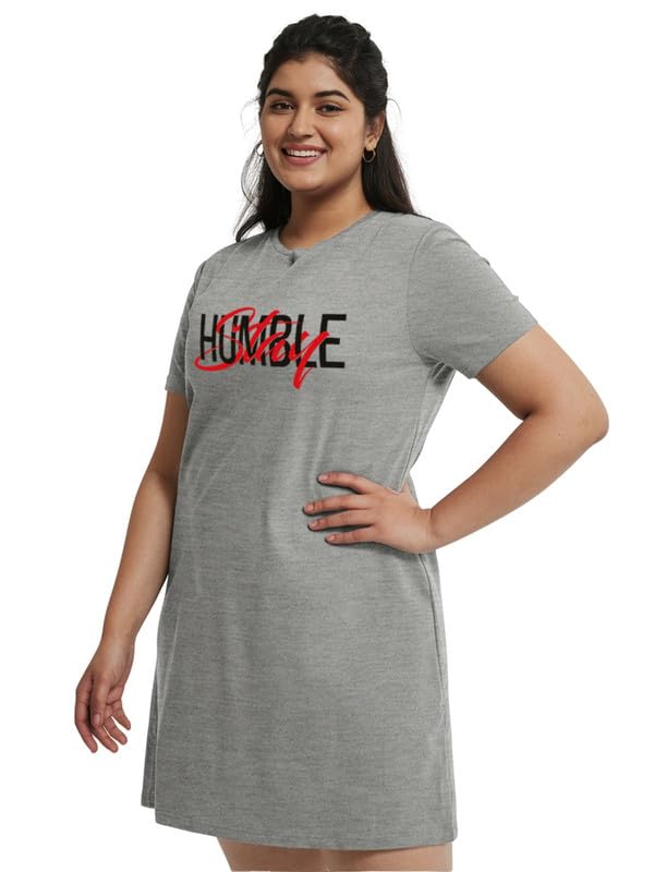 fflirtygo Women’s Printed Cotton Knee Length Nighty | Short Sleeve Nighty | Short Nightdress | Long T-Shirt | Regular Fit Night Gown | Casual Nightwear-picture-32