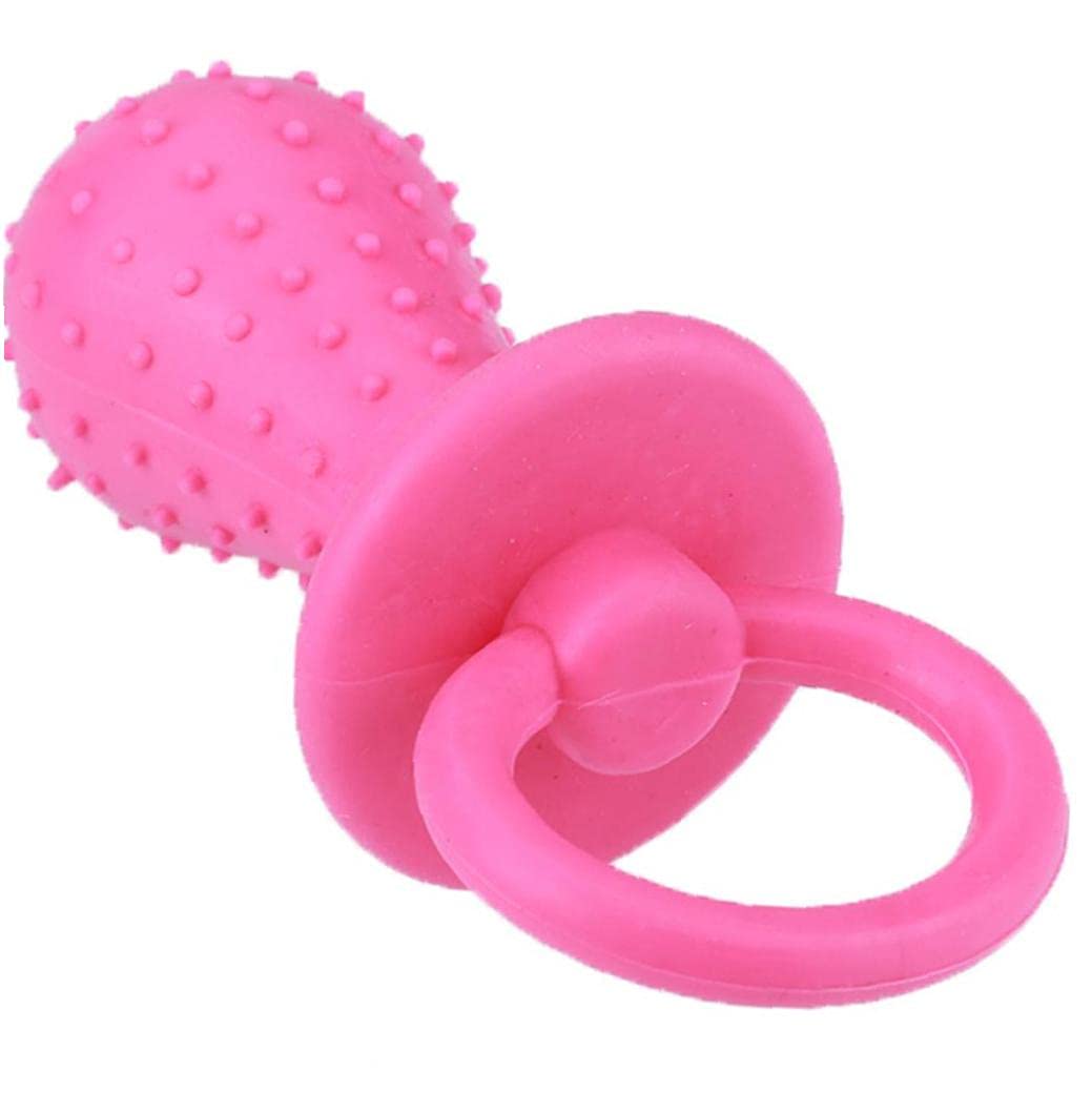Ruluti ['Yellow', 'Pink'] 1Pcs Rubber Pacifier For Pet Toys Dog Cat Puppy Chew Toys With Bell Sound Inside