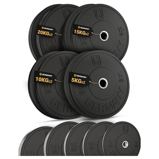 HQ Germany® Hantelscheiben 50mm [Set/Paar 5-25kg] - Training Vollgummi Bumper Plates 100kg - Hantelscheiben Set 50mm, Gewichtsscheiben, Gewichte, Weight Plates nach IWF Standard