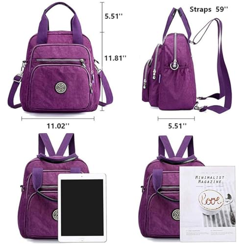 Convertible Backpack for Women Small Backpack Waterproof Nylon Crossbody Handbag Purse (Navy Blue) by O-TBOST - Used condition - Image 2