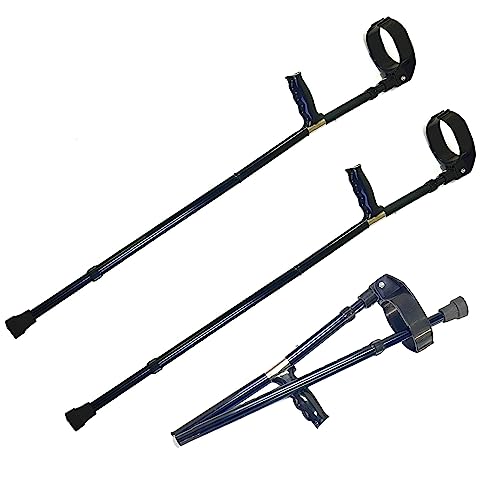 Muletas ajustables y ligeras de aluminio con asas ergonómicas, diseño plegable para un fácil transporte y almacenamiento, par