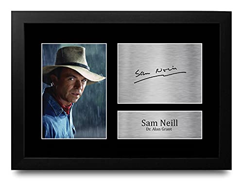 Photo Sam Neill Jurassic Park autographe imprimé avec cadre A4 pour collectionneur ciné