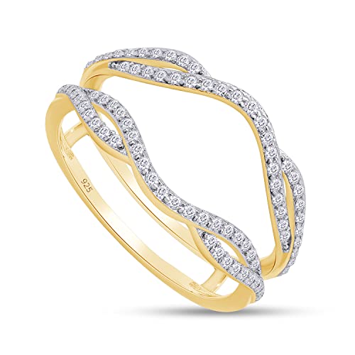 SAVEARTH DIAMONDS 2/5 cttw Round Cut Moissanite & Lab Grown Diamond Double Infinity Wedding Ring Guard Enhancer For Women In 14K Gold Over Sterling Silver (0.40Cttw)2