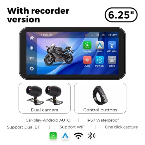 Cámara de salpicadero para motocicleta de 6,25 pulgadas con asistente de voz y TPMS 8
