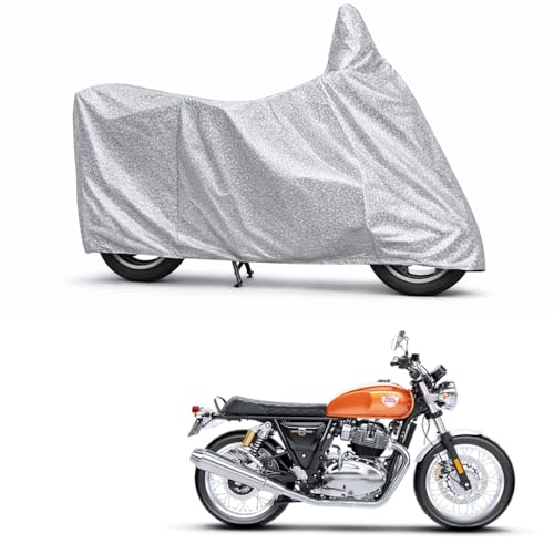 Image of 100% Waterproof Two Wheeler Body Cover Multi Layered Fabric Designed for Royal Enfield 650 | Belt Buckle Lock | Silver Mag